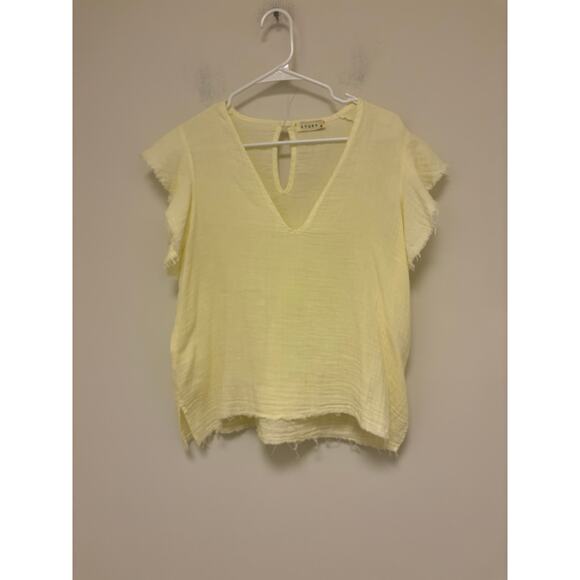 Stark X V-Neck Yellow 100% Top - Picture 1 of 6